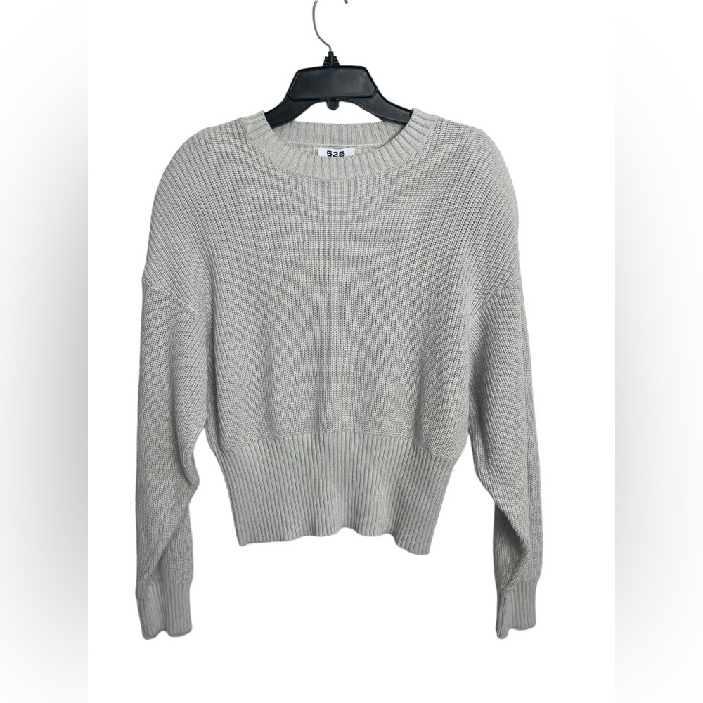 525 AMERICA | CREWNECK SHAKER STITCH SWEATER | SILVER NWT Large